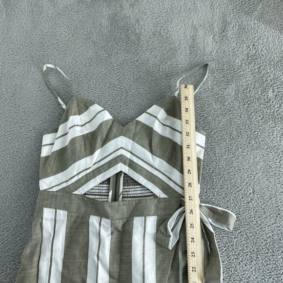 Striped Cotton Blend Midi Dress By Express Size 2 Beige & White NWT 1654 - Picture 7 of 10